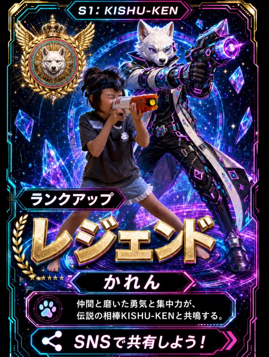 レジェンドに到達したランクアップカード（お子さん）